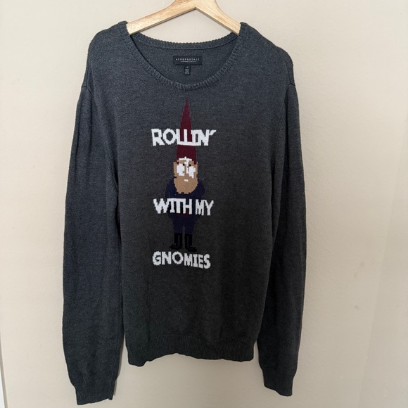 Aeropostale Other - Aeropostale Mens L “Rollin With My Gnomies" Grey Sweater - Crew Neck Christmas